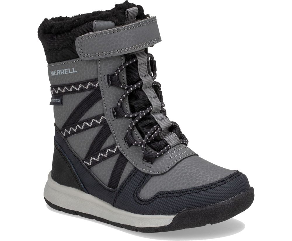 Merrell Boots Black/Grey - Snow Crush 2.0 Waterproof Jr. - Kids 87WBCHJLV